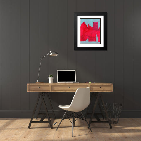 Magenta Ribbon I  Black Modern Wood Framed Art Print with Double Matting by Cartissi