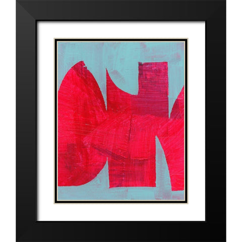 Magenta Ribbon I  Black Modern Wood Framed Art Print with Double Matting by Cartissi
