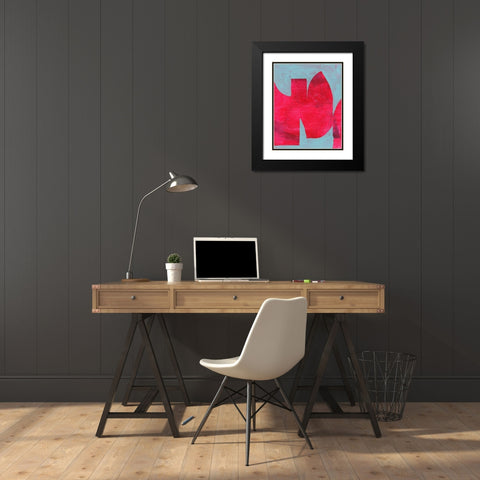 Magenta Ribbon II Black Modern Wood Framed Art Print with Double Matting by Cartissi