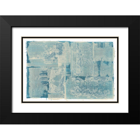 Teal Linework III Black Modern Wood Framed Art Print with Double Matting by Cartissi