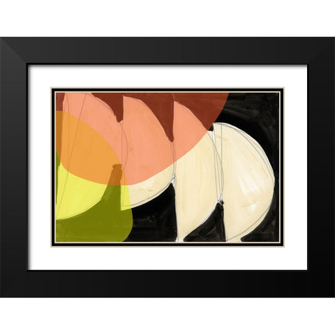 Four Semi Moons I  Black Modern Wood Framed Art Print with Double Matting by Cartissi