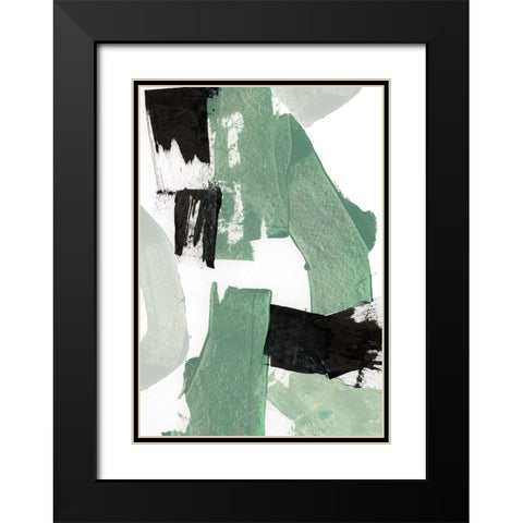 Flowing Green I  Black Modern Wood Framed Art Print with Double Matting by Cartissi