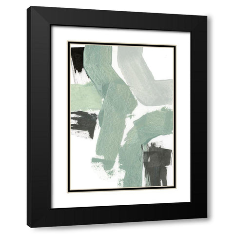 Flowing Green II Black Modern Wood Framed Art Print with Double Matting by Cartissi