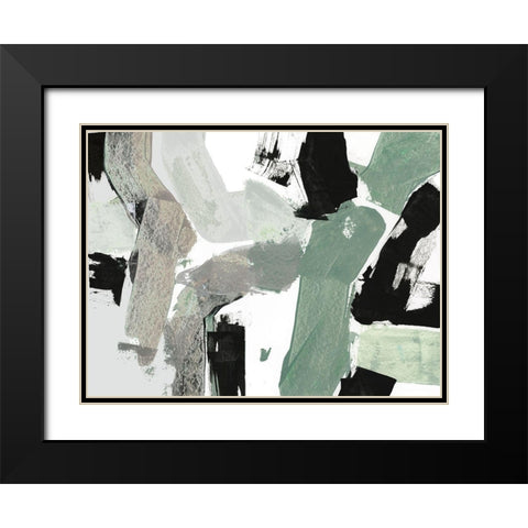 Flowing Green III Black Modern Wood Framed Art Print with Double Matting by Cartissi