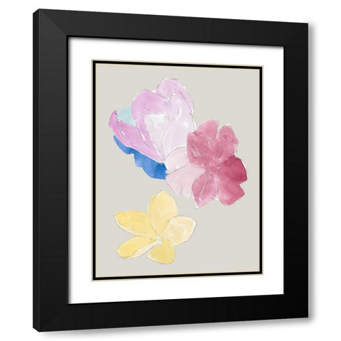 Floral Block IÂ  Black Modern Wood Framed Art Print with Double Matting by Cartissi