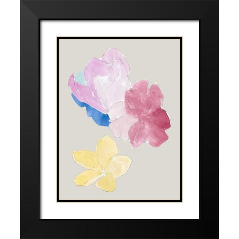 Floral Block IÂ  Black Modern Wood Framed Art Print with Double Matting by Cartissi