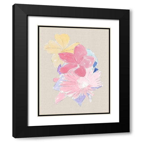 Floral Block II Black Modern Wood Framed Art Print with Double Matting by Cartissi