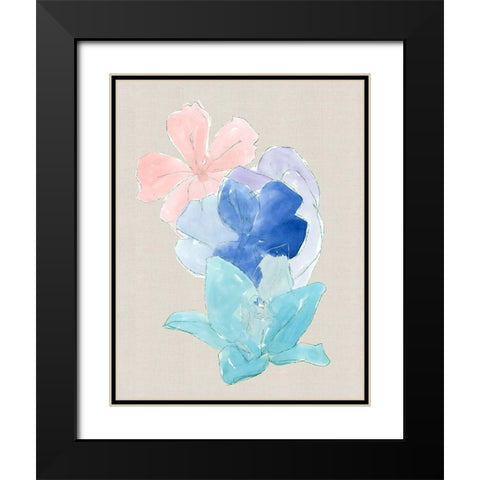 Floral Block III Black Modern Wood Framed Art Print with Double Matting by Cartissi
