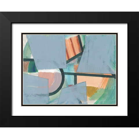Blueblock I  Black Modern Wood Framed Art Print with Double Matting by Cartissi