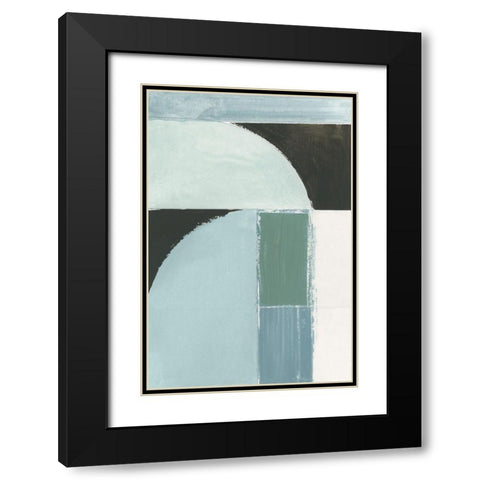 Curved Stream I Black Modern Wood Framed Art Print with Double Matting by Cartissi