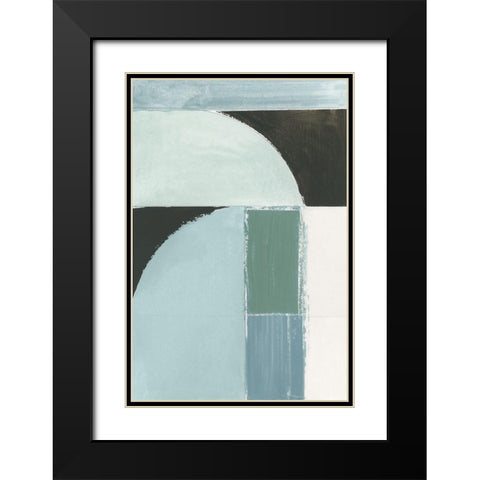 Curved Stream I Black Modern Wood Framed Art Print with Double Matting by Cartissi