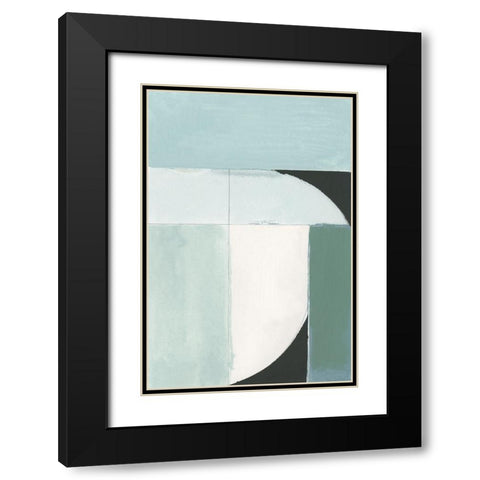 Curved Stream III Black Modern Wood Framed Art Print with Double Matting by Cartissi