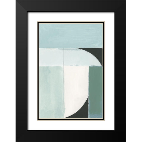 Curved Stream III Black Modern Wood Framed Art Print with Double Matting by Cartissi