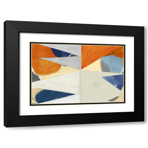 Overlapping Shapes II Black Modern Wood Framed Art Print with Double Matting by Cartissi