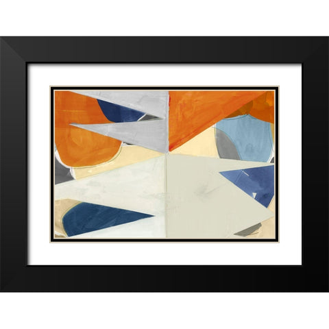 Overlapping Shapes II Black Modern Wood Framed Art Print with Double Matting by Cartissi
