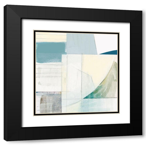 White Shapes II  Black Modern Wood Framed Art Print with Double Matting by Cartissi