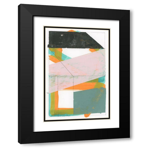 Gentle Geo III Black Modern Wood Framed Art Print with Double Matting by Cartissi