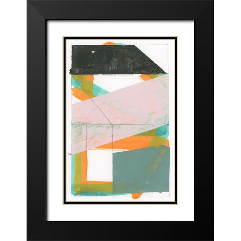 Gentle Geo III Black Modern Wood Framed Art Print with Double Matting by Cartissi