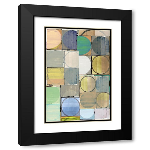 Pastel Tiles II Black Modern Wood Framed Art Print with Double Matting by Cartissi