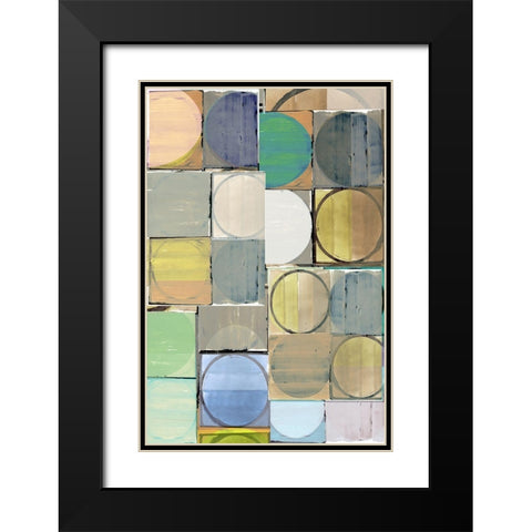 Pastel Tiles II Black Modern Wood Framed Art Print with Double Matting by Cartissi