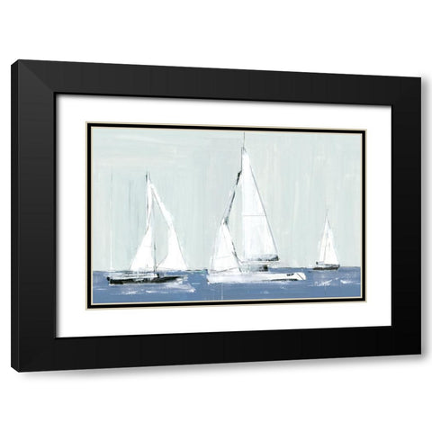 Three Sails Black Modern Wood Framed Art Print with Double Matting by Cartissi