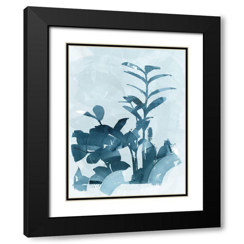 Blue Seaweed I Black Modern Wood Framed Art Print with Double Matting by cartissi