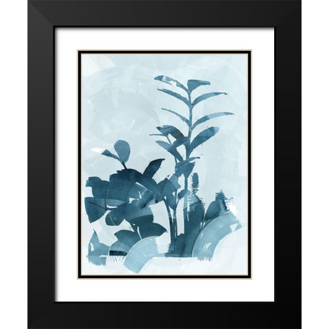 Blue Seaweed I Black Modern Wood Framed Art Print with Double Matting by cartissi