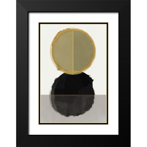 Gilded Circles I  Black Modern Wood Framed Art Print with Double Matting by Cartissi