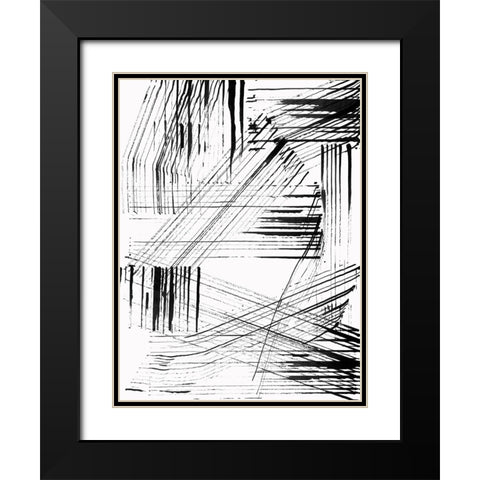 Black Strokes I  Black Modern Wood Framed Art Print with Double Matting by Cartissi