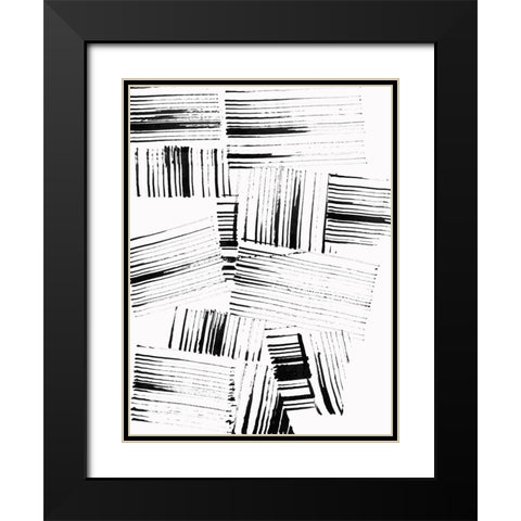 Black Strokes II  Black Modern Wood Framed Art Print with Double Matting by Cartissi