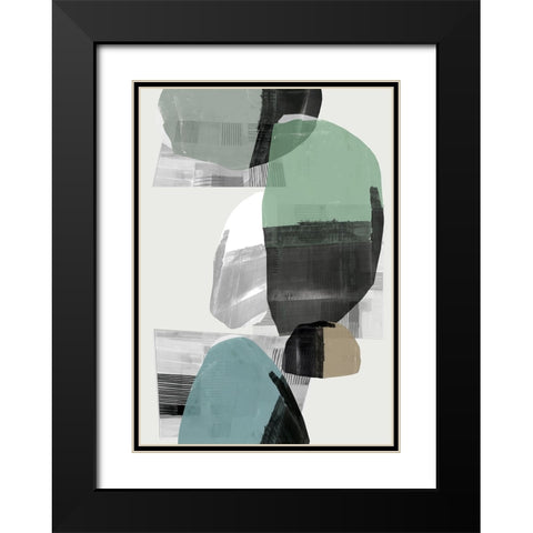 Inky Stripes and Blobs I Black Modern Wood Framed Art Print with Double Matting by Cartissi