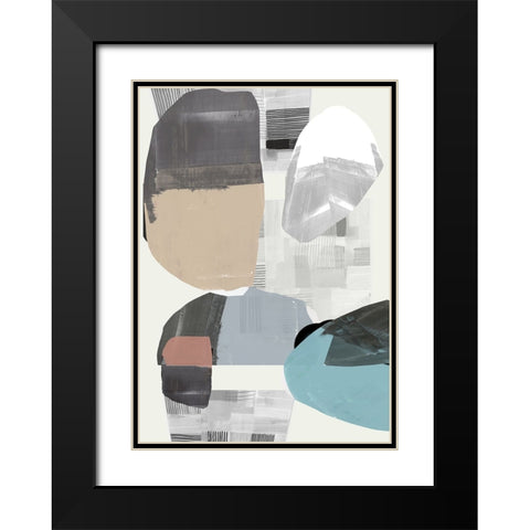 Inky Stripes and Blobs II Black Modern Wood Framed Art Print with Double Matting by Cartissi