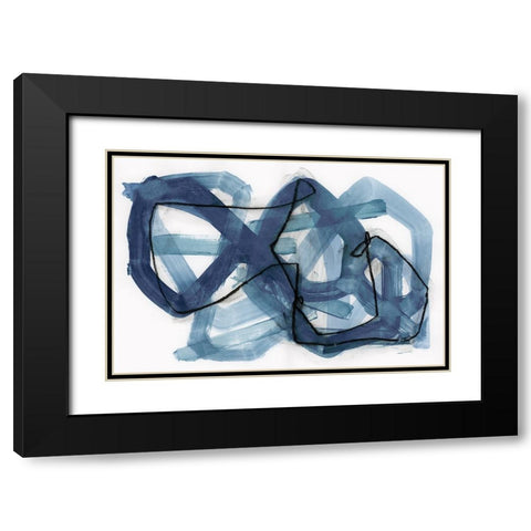 Blue Bend Black Modern Wood Framed Art Print with Double Matting by Cartissi