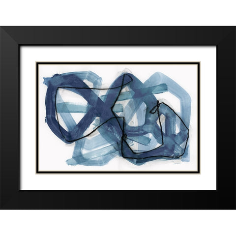 Blue Bend Black Modern Wood Framed Art Print with Double Matting by Cartissi