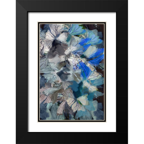 Midnight Blue Florals I Black Modern Wood Framed Art Print with Double Matting by Cartissi