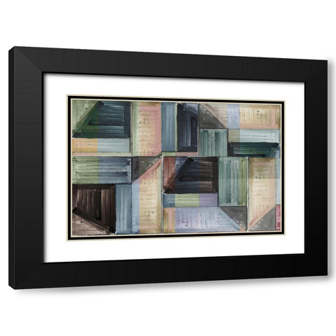 Pieces of Puzzle I Black Modern Wood Framed Art Print with Double Matting by Cartissi