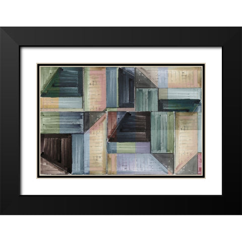 Pieces of Puzzle I Black Modern Wood Framed Art Print with Double Matting by Cartissi