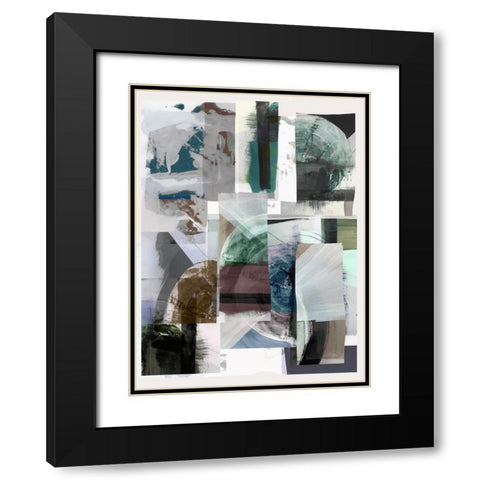 Inky Patchwork II Black Modern Wood Framed Art Print with Double Matting by Cartissi