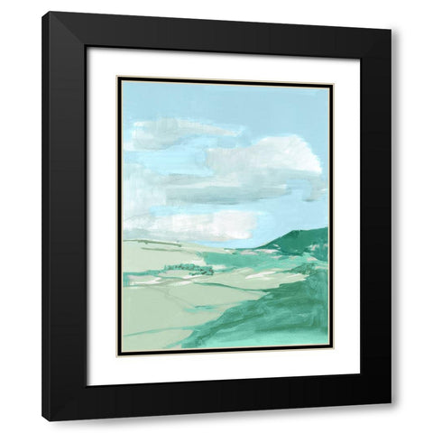 Fluffy Blue Clouds II Black Modern Wood Framed Art Print with Double Matting by Cartissi