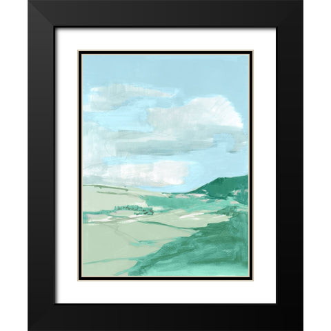 Fluffy Blue Clouds II Black Modern Wood Framed Art Print with Double Matting by Cartissi