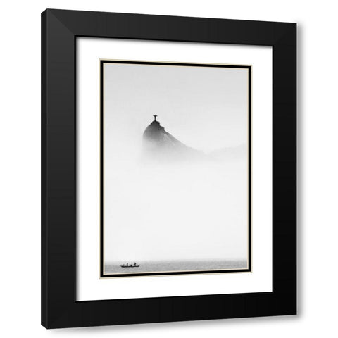 Cole - Cristo in the Mist Black Modern Wood Framed Art Print with Double Matting by 1x