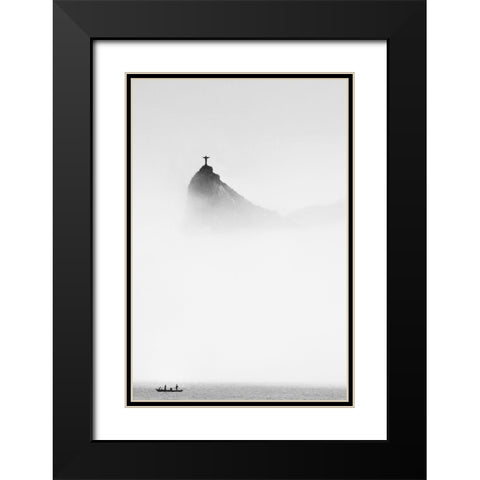 Cole - Cristo in the Mist Black Modern Wood Framed Art Print with Double Matting by 1x