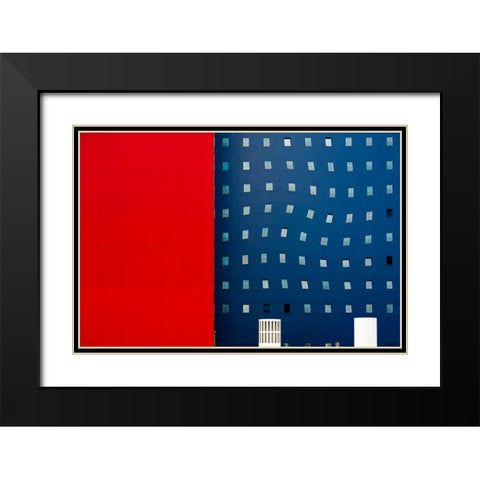 Red White And Blue Black Modern Wood Framed Art Print with Double Matting by Pearson