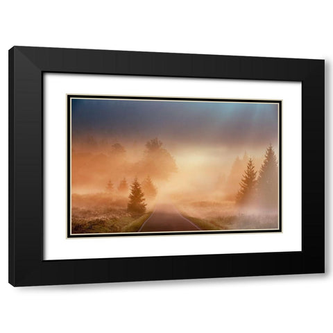 Motl - Magical morning Black Modern Wood Framed Art Print with Double Matting by 1x