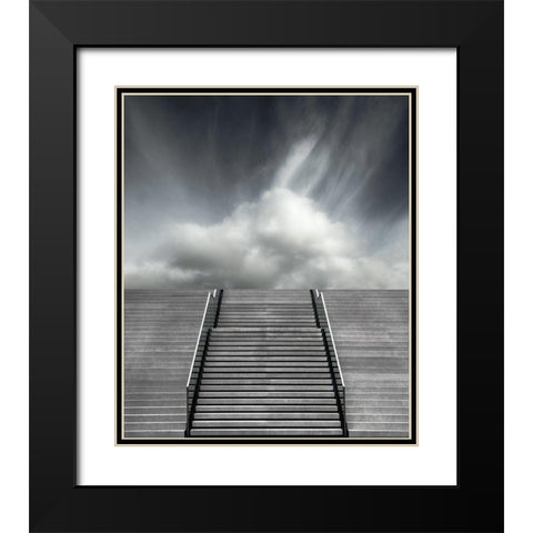 Stair Black Modern Wood Framed Art Print with Double Matting by ClaesÂ 