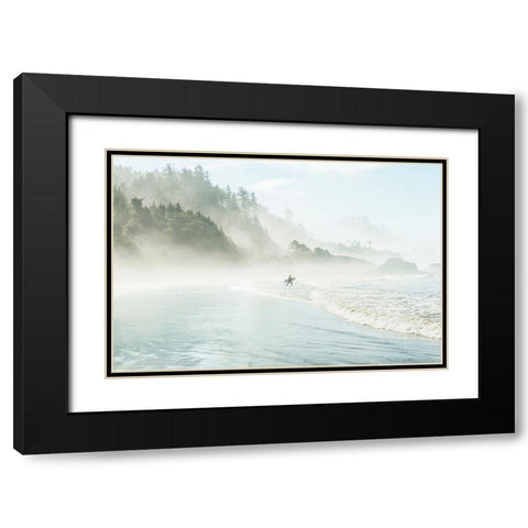 Catching the Morning Surf Black Modern Wood Framed Art Print with Double Matting by Suhrie
