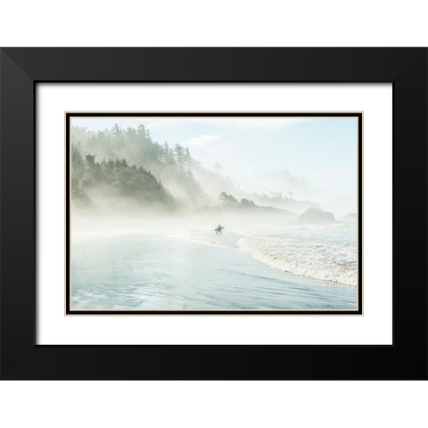 Catching the Morning Surf Black Modern Wood Framed Art Print with Double Matting by Suhrie