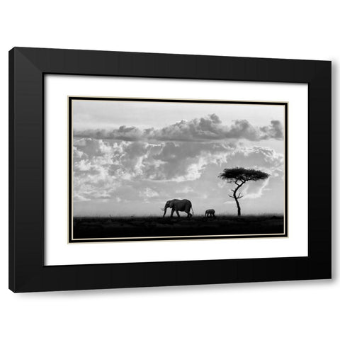 Moreno - Silhouettes of Mara Black Modern Wood Framed Art Print with Double Matting by 1x