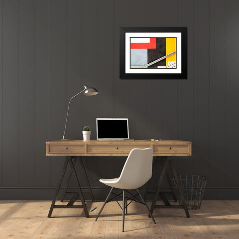 Colour Block Black Modern Wood Framed Art Print with Double Matting by Wride