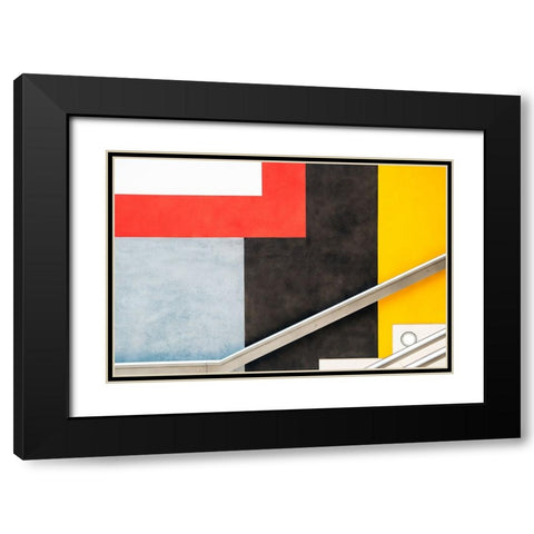 Colour Block Black Modern Wood Framed Art Print with Double Matting by Wride